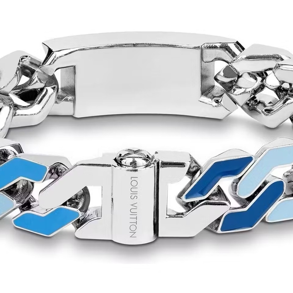 Louis Vuitton LV Chain Links Blue and Silver Necklace and Bracelet Set - Picture 6 of 12